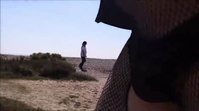Public Crossdressing and wanking on the beach