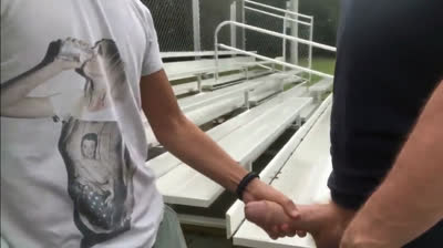 Two athletes meet on the Sportsfield.