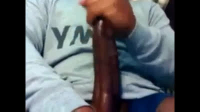 Hunk Strokes His Big Black Cock to Porn and Cums Twice