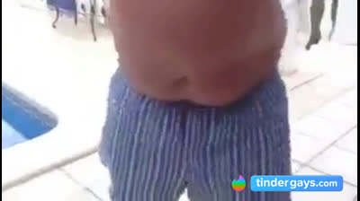 Fat Latin Daddy Strips Outdoors with His Bear