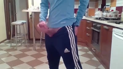 Cumming in my New Kitchen with my Big Cock