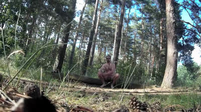 Daddy Caught Stroking in the Woods